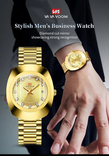 Luxury Golden Stainless Steel Watch for Men