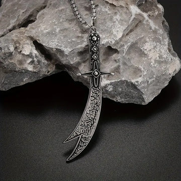 Stylish Stainless Steel Islamic Broadsword Pendant Necklace,