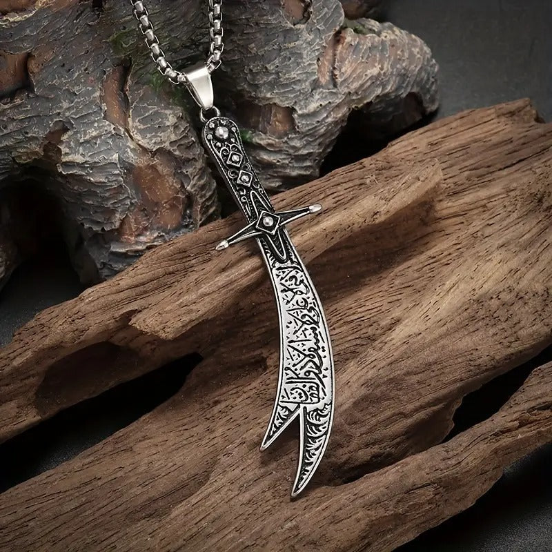 Stylish Stainless Steel Islamic Broadsword Pendant Necklace,